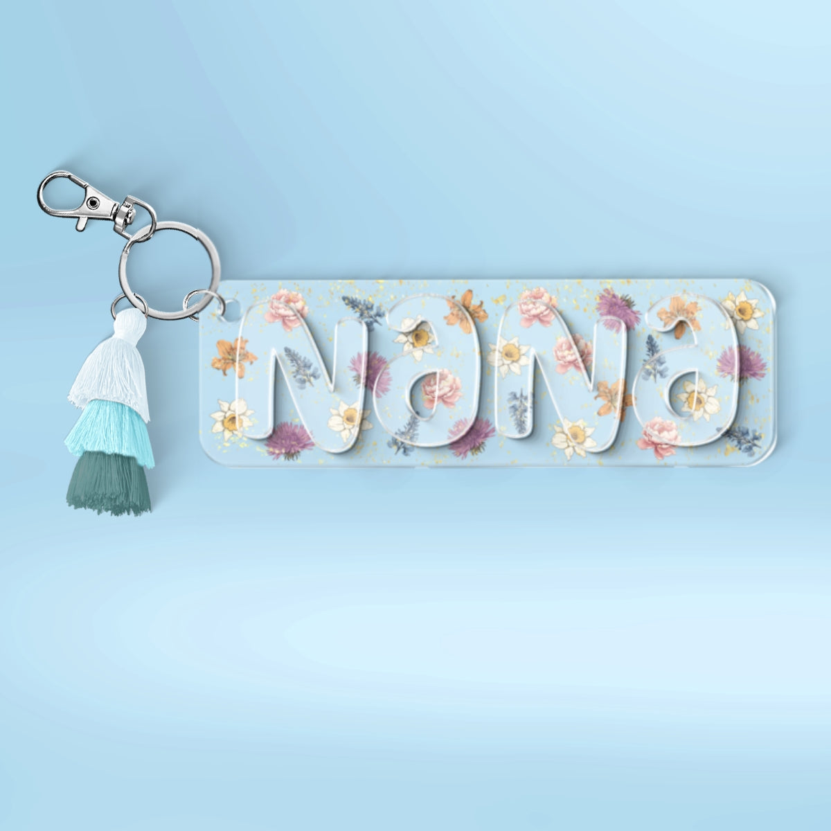 Grandma Mom Birth Month Flowers Personalized 2-Layer Acrylic Keychain
