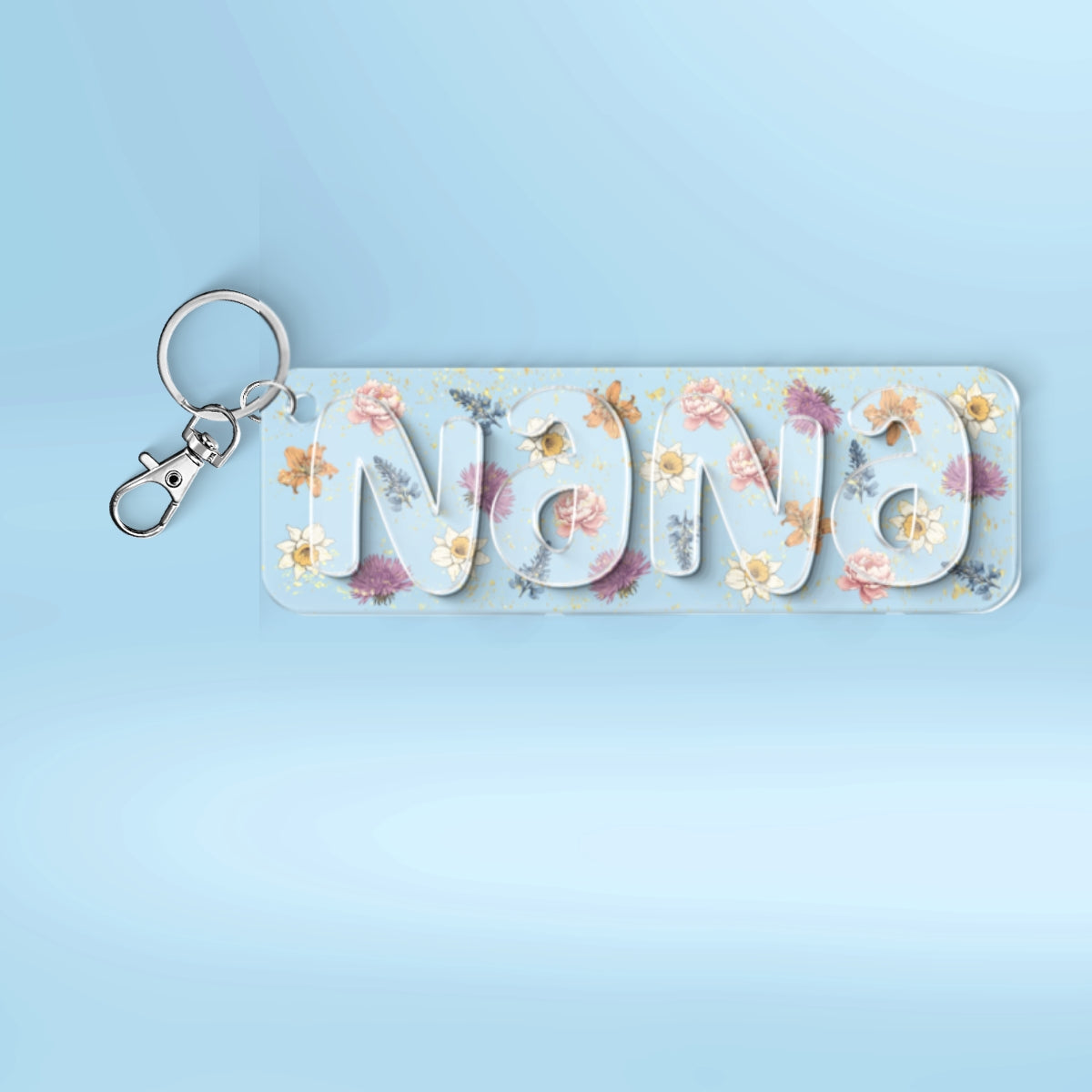 Grandma Mom Birth Month Flowers Personalized 2-Layer Acrylic Keychain