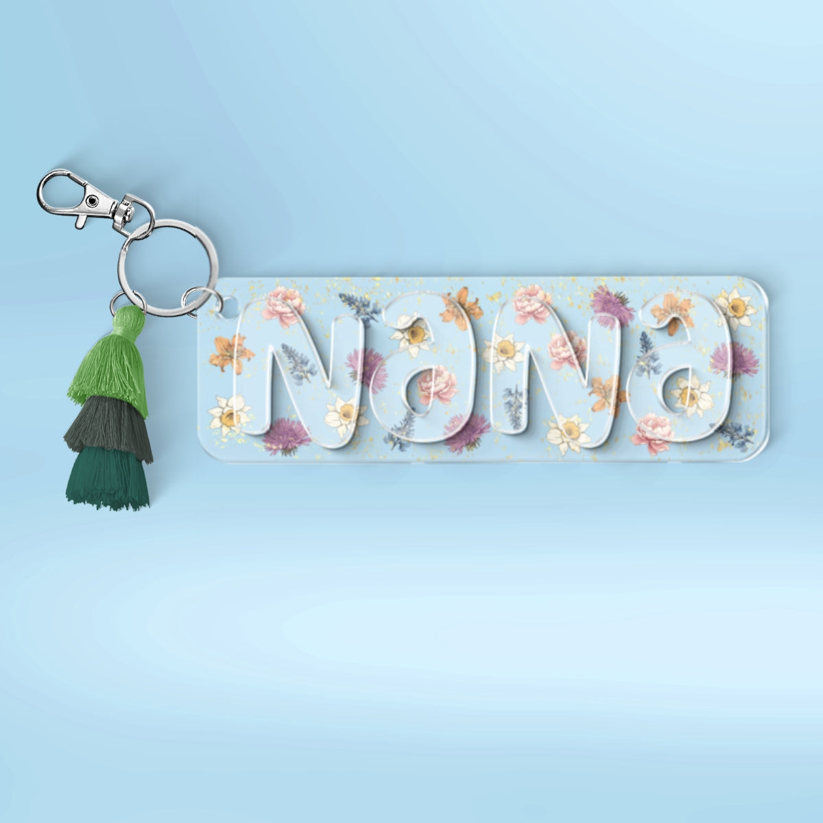 Grandma Mom Birth Month Flowers Personalized 2-Layer Acrylic Keychain