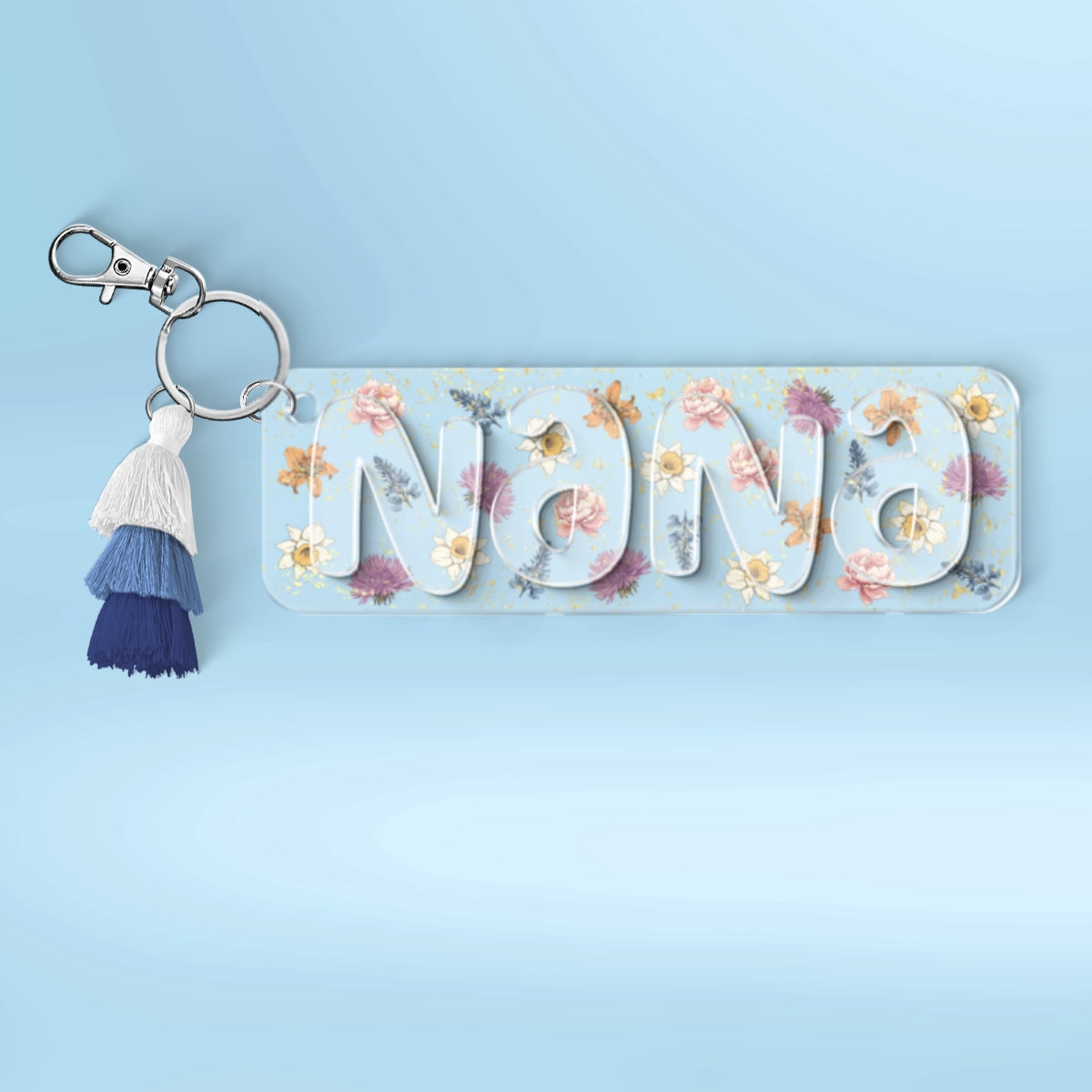 Grandma Mom Birth Month Flowers Personalized 2-Layer Acrylic Keychain