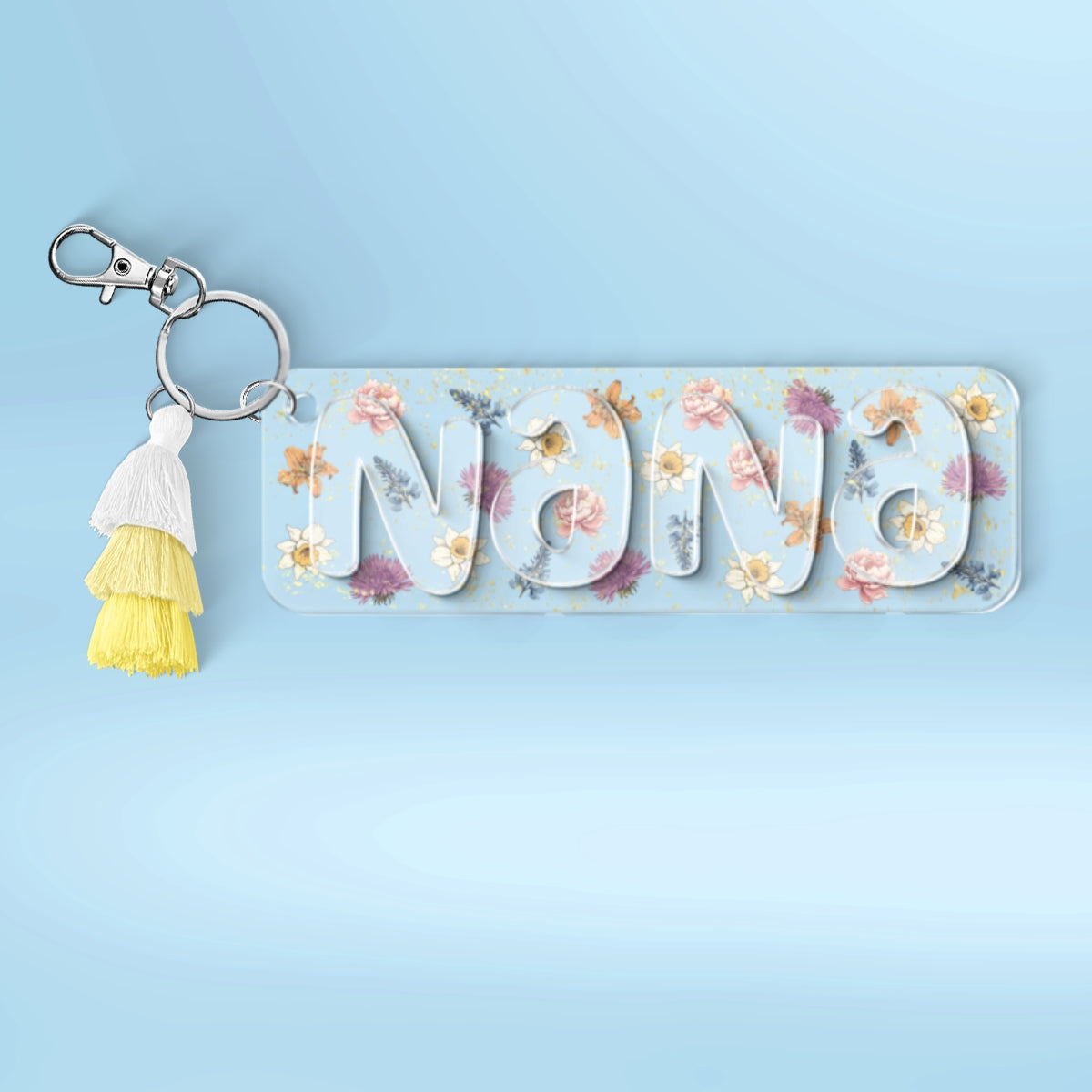 Grandma Mom Birth Month Flowers Personalized 2-Layer Acrylic Keychain