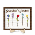 Grandma Mom Birth Month Flowers Simple Personalized 2-layer Wooden Plaque