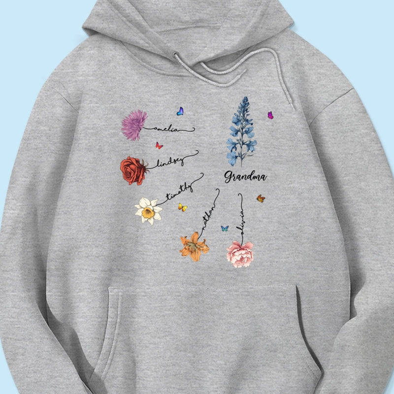 Grandma Mom Birth Flowers Personalized Shirt, Gift for Moms, for Grandmas