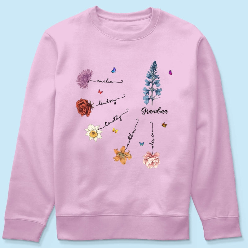 Grandma Mom Birth Flowers Personalized Shirt, Gift for Moms, for Grandmas