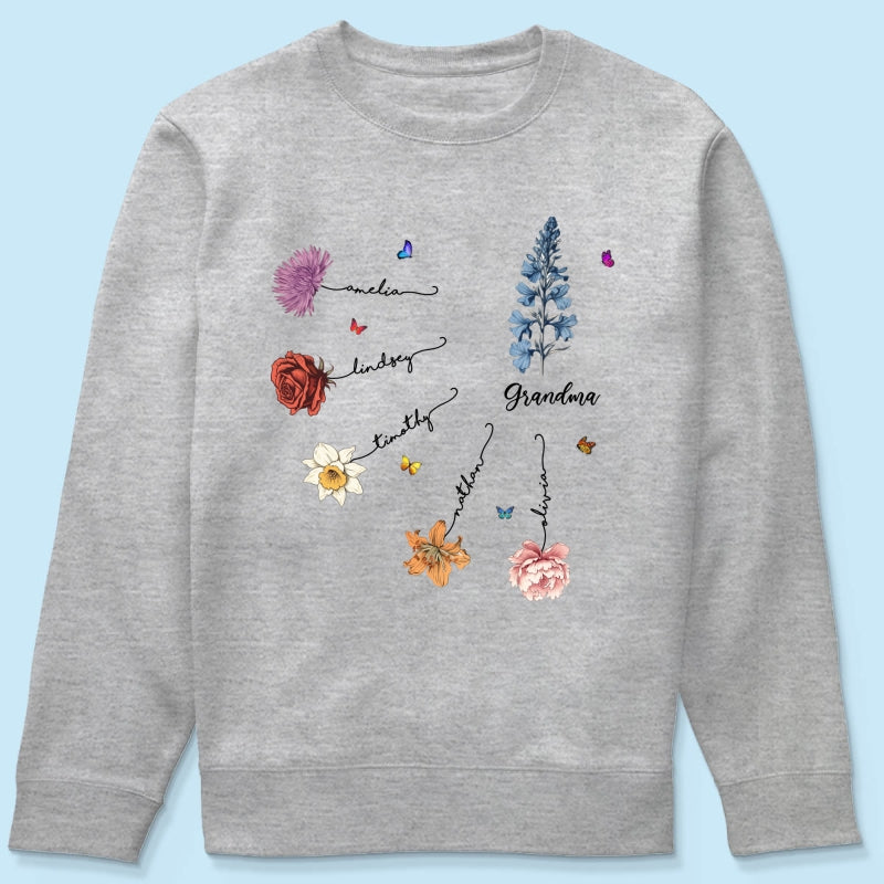 Grandma Mom Birth Flowers Personalized Shirt, Gift for Moms, for Grandmas