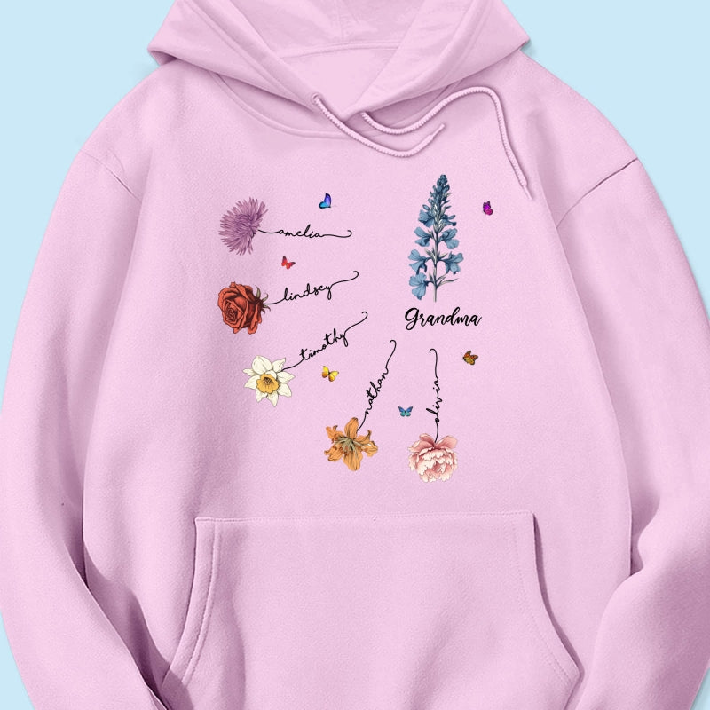 Grandma Mom Birth Flowers Personalized Shirt, Gift for Moms, for Grandmas