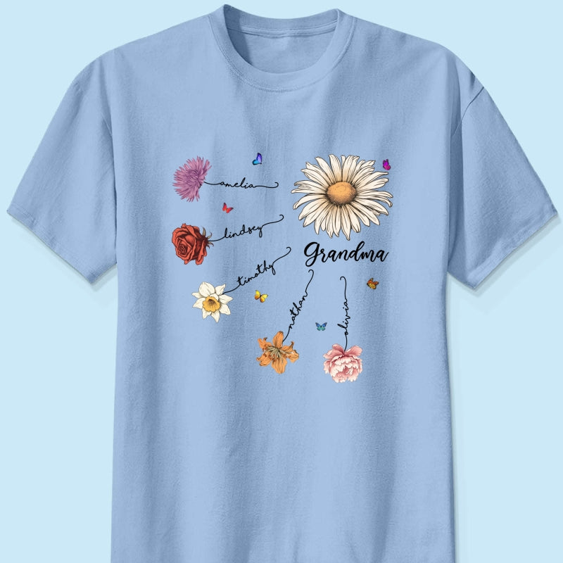 Grandma Mom Birth Flowers Personalized Shirt, Gift for Moms, for Grandmas