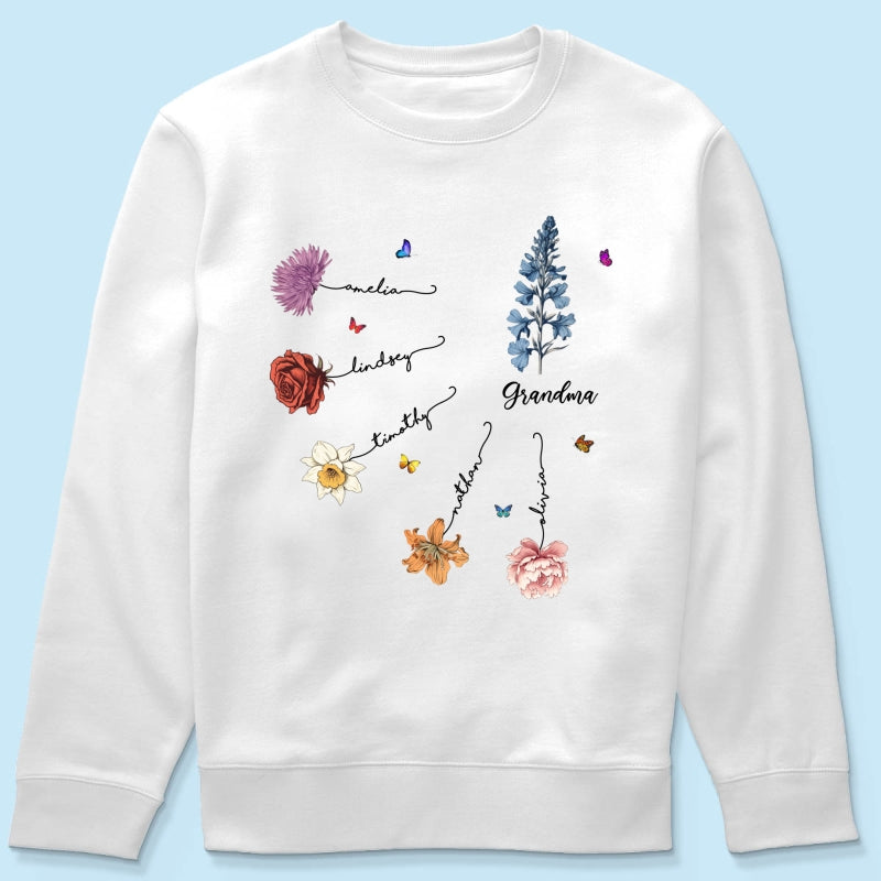Grandma Mom Birth Flowers Personalized Shirt, Gift for Moms, for Grandmas